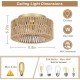 Boho Light Fixtures Ceiling Mount, 3-Light Farmhouse Rattan Ceiling Light Fixture, Flush Mount Ceiling Light with Hand-Woven Shade, Modern Chandelier for Living Bedroom Entryway Kitchen Nursery