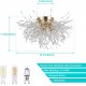 Flush Mount Ceiling Lights, Modern Gold Crystal Sputnik Firework Close to Ceiling Lamp LED Ceiling Lighting Fixtures for Bedroom Kitchen Island Hallway Entryway Porch Gazebo