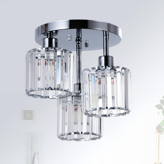 Semi Flush Mount Ceiling,3-Light Kitchen Mount,Hallway Light Fixtures Ceiling with Clear Crystal Shades for Kitchen Entryway Bedroom Bathroom Foyer