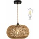 Farmhouse LED Rattan Pendant Lights, Boho Chandelier Light Fixture, Rustic Wicker Hand Woven Rope Cage Basket Pendant Hanging for Dining Room Living Room Kitchen Bedroom Nursery Foyer Hallway Entryway