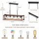 Farmhouse Kitchen Island Lighting, 5-Light Dining Room Light Fixture, Farmhouse Linear Chandelier with Solid Wood for Dining Room Kitchen Bar Pool Table