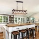 Farmhouse Kitchen Island Lighting, 5-Light Dining Room Light Fixture, Farmhouse Linear Chandelier with Solid Wood for Dining Room Kitchen Bar Pool Table