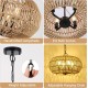 Farmhouse Rattan Pendant Lights, 15.7 Inch 4-Light Boho Chandelier Light Fixture, Wicker Hand Woven Basket Pendant Hanging for Dining Room Living Room Kitchen Island Bedroom Foyer, Height Adjustable