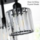 Crystal Semi Flush Mount Ceiling Light,3-Light Modern Close to Ceiling Light Fixtures,Black Kitchen Light Fixtures with Clear Crystal Shade,Hallway Light Fixtures for Hallway Bedroom Bathroom