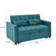 modern velvet loveseat sofa couch  pull out  bed,3 in one convertible for living room sofa bed,blue