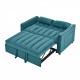 modern velvet loveseat sofa couch  pull out  bed,3 in one convertible for living room sofa bed,blue