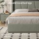 Queen Size, Cotton and Linen Fabric, Pneumatic Bed, with Storage Space under the Bed, Stable Bed Structure,Dark Gray