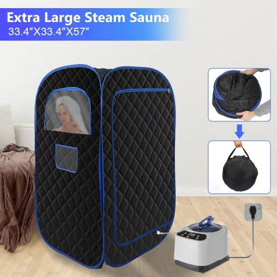 Portable Steam Sauna, Portable Sauna for Home, Sauna Tent Sauna Box with 3L Steamer with Remote Control and Folding Chair, Black