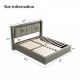 Queen Size, Cotton and Linen Fabric, Pneumatic Bed, with Storage Space under the Bed, Stable Bed Structure,Dark Gray