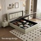 Queen Size, Cotton and Linen Fabric, Pneumatic Bed, with Storage Space under the Bed, Stable Bed Structure,Light Gray