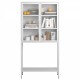 59 InchH Heavy Duty Metal Storage Cabinet, Display Storage Cabinet with Glass Doors and 2 Adjustable Shelves, Tall Bookcase Modern Bookshelf Cabinet for Home Office, Living Room, Pantry