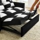 modern velvet loveseat sofa couch  pull out  bed,3 in one convertible for living room sofa bed,black white