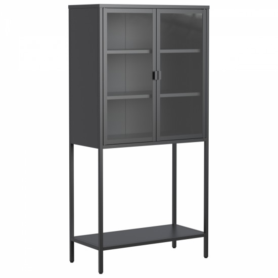 59 InchH Heavy Duty Metal Storage Cabinet,Sideboards & Buffet,Display Storage Cabinet with Glass Doors and 2 Adjustable Shelves, Tall Bookcase Modern Bookshelf Cabinet for Home Office, Living Room