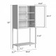 59 InchH Heavy Duty Metal Storage Cabinet, Display Storage Cabinet with Glass Doors and 2 Adjustable Shelves, Tall Bookcase Modern Bookshelf Cabinet for Home Office, Living Room, Pantry