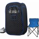 Portable Steam Sauna, Portable Sauna for Home, Sauna Tent Sauna Box with 3L Steamer with Remote Control and Folding Chair, Black