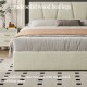 Queen Size, Cotton and Linen Fabric, Pneumatic Bed, with Storage Space under the Bed, Stable Bed Structure,Light Gray