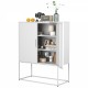 Heavy Duty Metal Buffet Sideboard Modern Steel Storage Cabinet with 2 Shelves, Free Standing Accent Cabinet with Magnetic Doors for Bedroom, Kitchen, and Home Office, Anti-Tip Design Easy Assemble