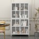 Premium Metal Storage Cabinet with Tempered Glass Doors,Sideboards & Buffets, Adjustable Shelves, Anti-Tipping Device, Magnetic Silent Closure, and Adjustable Feet for Home and Office Use