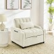 modern velvet armchair sofa couch  pull out  bed,3 in one convertible for living room sofa bed,beige