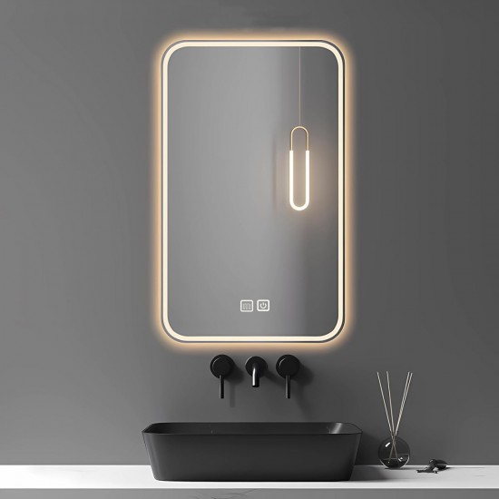 LED Bathroom Mirror 24 Inchx 32 Inch, Stepless Dimmable Wall Mirrors with Anti-Fog, Shatter-Proof, Memory, 3 Colors Vanity Mirror(Horizontal/Vertical)