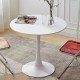 White Round Table, Modern Dining Table, MDF Top and Steel Base Tulip Round Kitchen Table, Mid Century Coffee Table for Living Room 24 Inch