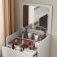 3 in 1 Vanity Desk with Plip Top Mirror,Small Make Up Vanity Set with Visible Glass Desktop,Compact Makeup Vanity with 3 Drawers,Cushioned Tool,Dressing Table for Bedroom