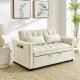 modern velvet loveseat sofa couch  pull out  bed,3 in one convertible for living room sofa bed,beige