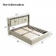 Queen Size, Cotton and Linen Fabric, Pneumatic Bed, with Storage Space under the Bed, Stable Bed Structure,Light Gray