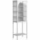 Metal Glass Door Display Storage Cabinet - 5-Tier Cube Bookshelf Storage Cabinet with 3 Adjustable Shelves For kitchen, dining room, living room, bathroom, home office,White