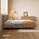 Queen size bed, Cotton Linen Fabric, Simple Style, Stable Structure, Easy to Install, Dark Gray