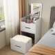 3 in 1 Vanity Desk with Plip Top Mirror,Small Make Up Vanity Set with Visible Glass Desktop,Compact Makeup Vanity with 3 Drawers,Cushioned Tool,Dressing Table for Bedroom