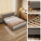 Queen size bed, Cotton Linen Fabric, Simple Style, Stable Structure, Easy to Install, Dark Gray