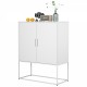 Heavy Duty Metal Buffet Sideboard Modern Steel Storage Cabinet with 2 Shelves, Free Standing Accent Cabinet with Magnetic Doors for Bedroom, Kitchen, and Home Office, Anti-Tip Design Easy Assemble