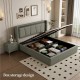 Queen Size, Cotton and Linen Fabric, Pneumatic Bed, with Storage Space under the Bed, Stable Bed Structure,Dark Gray