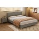 Queen size bed, Cotton Linen Fabric, Simple Style, Stable Structure, Easy to Install, Dark Gray