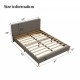 Queen size bed, Cotton Linen Fabric, Simple Style, Stable Structure, Easy to Install, Dark Gray