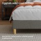 Queen Size, Cotton Linen Fabric, Mesh Mounted Bed, Stable, Easy to Assemble, Dark Grey