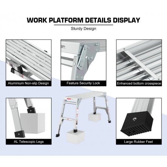 Aluminum Work Platform Large Size Step Stool Folding Portable Work Bench 40