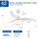 42 In Intergrated LED Ceiling Fan Lighting with White ABS Blade