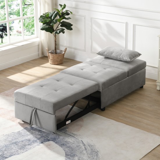 Folding Ottoman Sofa Bed  Gray