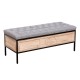 48'' Storage Bench Linen Upholstered End of Bed Storage Benches with Button Tufted Wooden JOY Ottoman for Bedroom, Living Room (Gray)