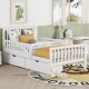 Twin Size Wood Platform Bed with Guardrails on Both Sides and Two Storage Drawers ,White