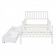 Twin Size Wood Platform Bed with Guardrails on Both Sides and Two Storage Drawers ,White