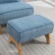 29.13 Inch Wide Accent Chair with Ottoman lounge Armless chair Upholstered Reading Chair Single Sofa with Nature Wooden Leg and Throw Pillow for Living Room Bedroom Dorm Room Office,  Blue Corduroy