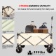 Folding Wagon, Heavy Duty Utility Beach Wagon Cart for Sand with Big Wheels, Adjustable Handle&Drink Holders for Shopping, Camping,Garden and Outdoor