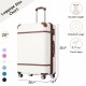 Hardshell Luggage with TSA lock , 28 Inch Expandable Lightweight Suitcase with Spinner Wheels, Single Vintage Luggage,White