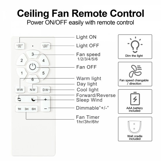 48 In Intergrated LED Ceiling Fan Lighting with Brown Wood Grain ABS Blade