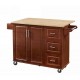 Kitchen Island with Drop Leaf Countertop, Rolling Kitchen Island Cart , Barn Door Kitchen Island Table with Storage Cabinet and Tower Rack, Island Table On Wheels for Kitchen, Retro Brown