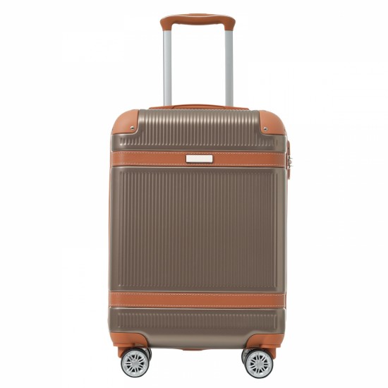 Hardshell Luggage Sets 3 Piece Carry-on Suitcase Double Spinner Wheels with TSA Lock for Men Women, Coppery (20in)