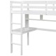 Twin Loft Bed with built-in desk and bookcase of three compartments, Guardrails and Ladder,White